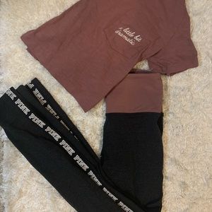Vs pink legging matching set